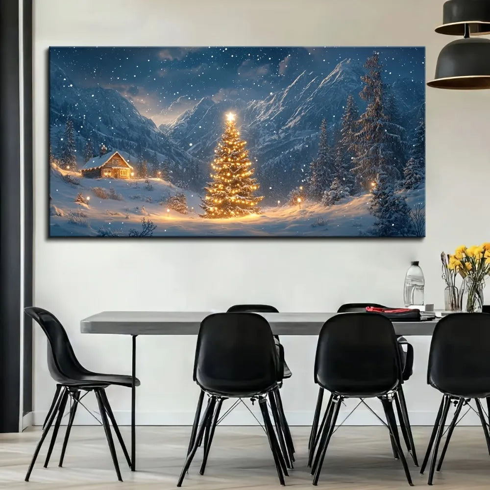Christmas tree view in the bright night scene,