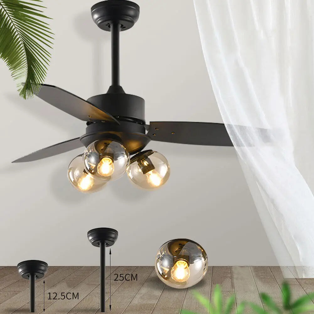 Ceiling Fan Lamp 3 Blades 3 Speed Fan for Bedroom Dining Room Home Office with Remote Control