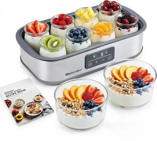 ProBioticPRO Digital Yogurt Maker with Programmable Temperature And Time Control 68-127°F Includes 8 Glass Jars for Kitchen