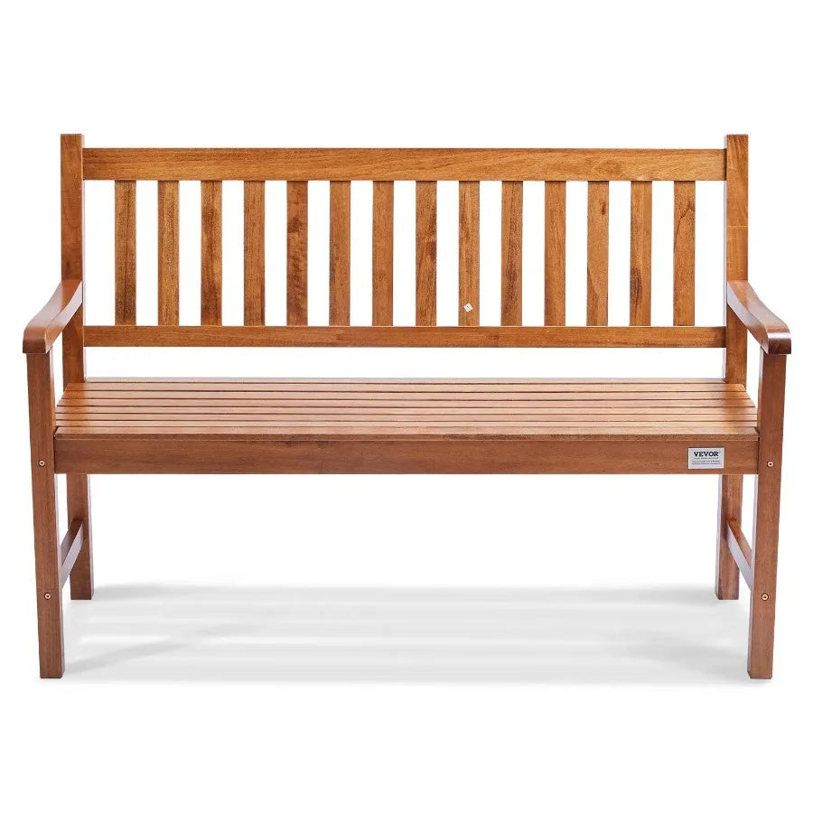 Outdoor 50 inches Wood Garden Bench with Backrest and Armrests 800 lbs Load Capacity