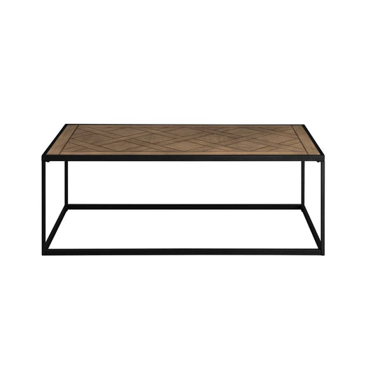 Contemporary Decorative Parquet-Top Rectangle Coffee Table Parquet Veneer