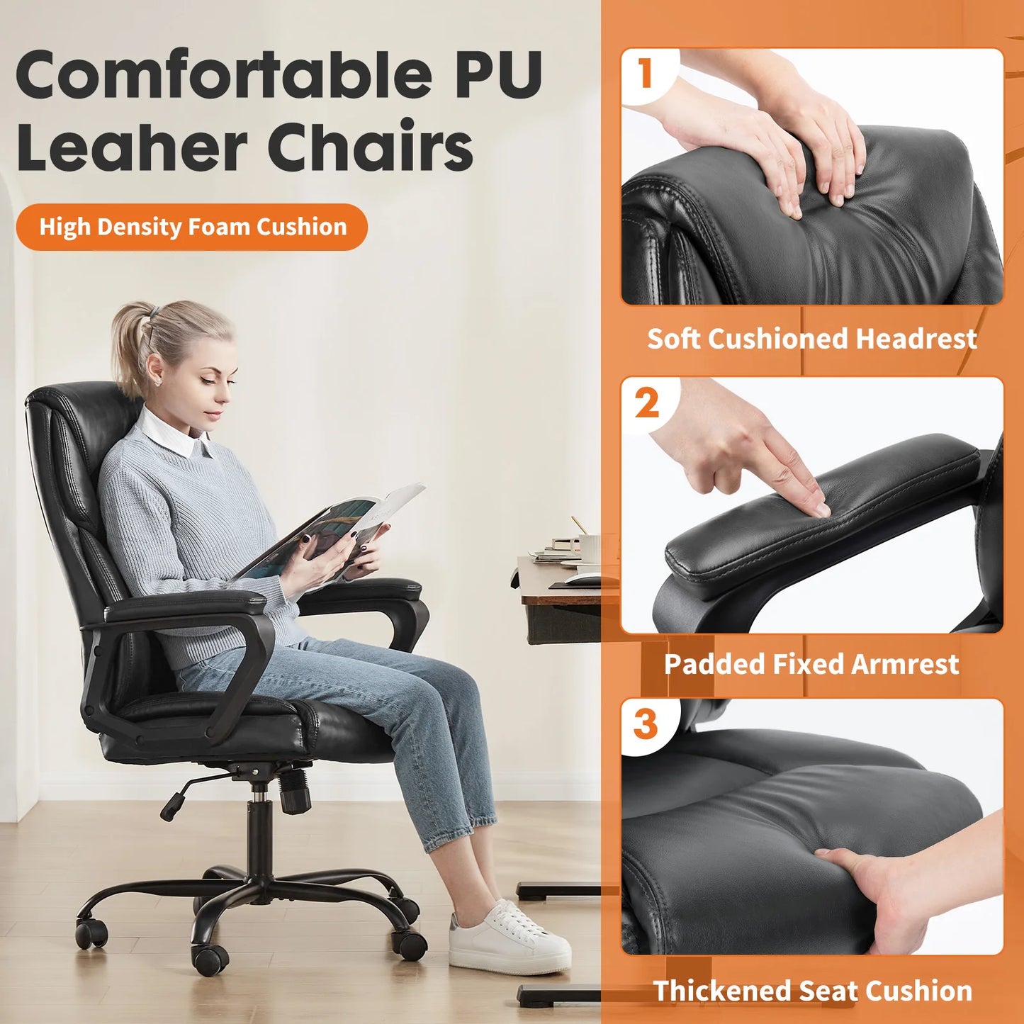 Leather Padded Armrest Chairs