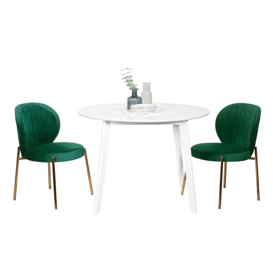 Contemporary 3-Piece Dining Set, Round White Table with 2 Chairs for Modern Kitchen or Dining Room