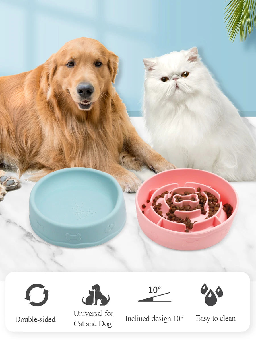 2-in-1 Pets Silicone Slow Feeder,