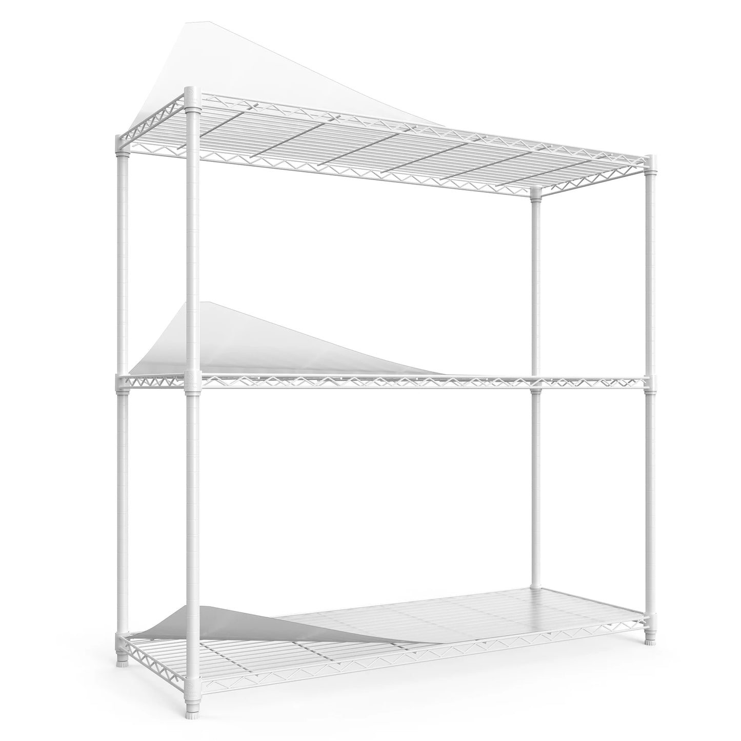 3-layer metal shelf unit, 1050 pound height adjustable metal garage storage rack, heavy-duty storage rack, black/white/chrome