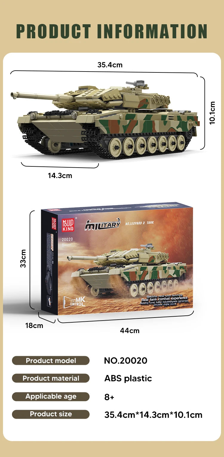 tank toy Technical The APP&RC Leopard 2 Tank Building Block Assembly Tank Brick Set Kids Christmas Gift