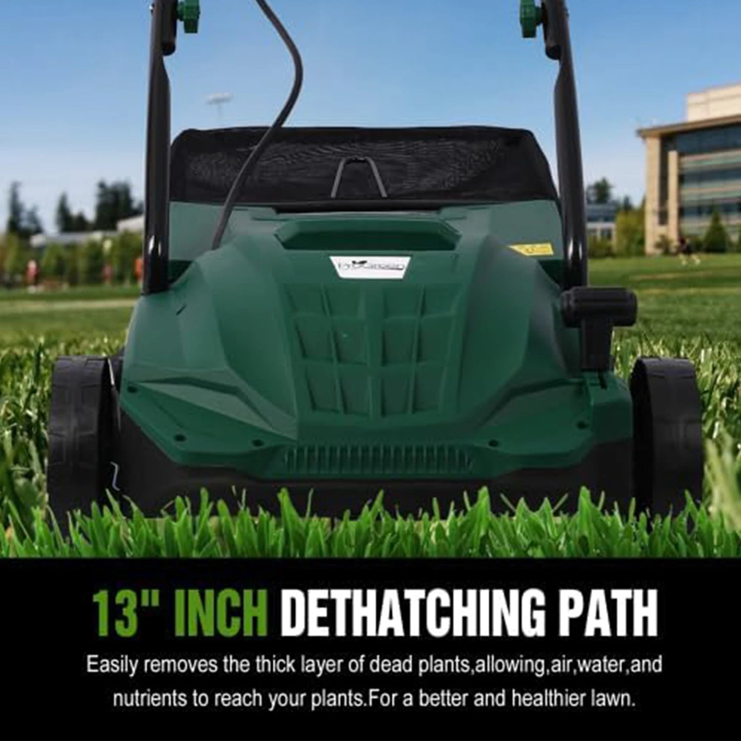 2-in-1 Electric Garden Scarifier & Dethatcher 15AMP Lawn Aerator with 58QT Detachable Bag 5 Height Adjustments for Thatch
