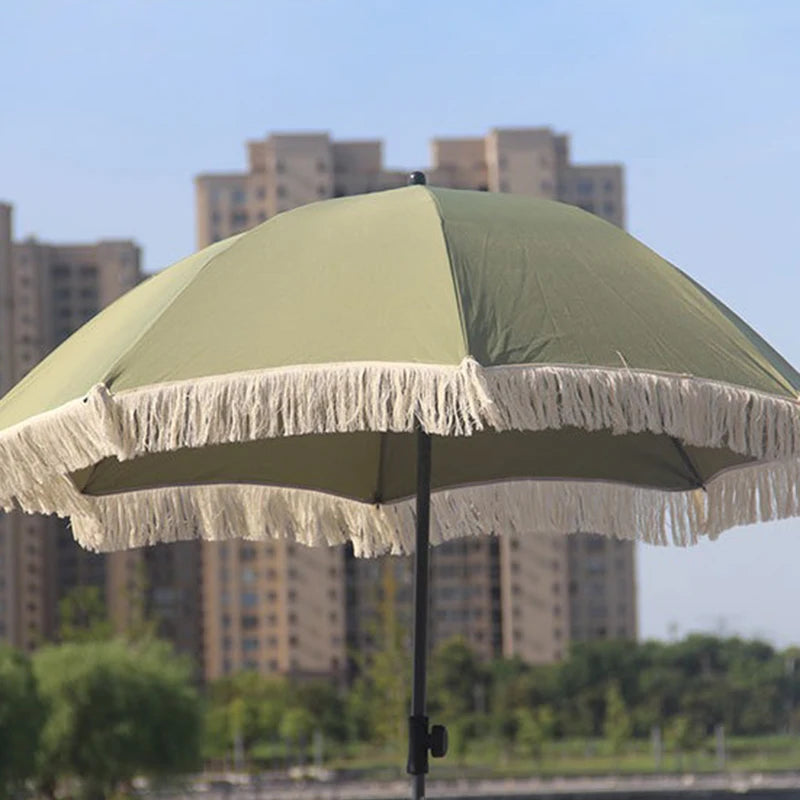 Outdoor Sun Umbrella Beach Large Garden Backyard Sun Umbrellas Camping Foldable Pool Patio Umbrellas Retro Tassel Sunshade