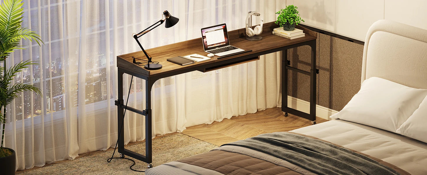 Height Adjustable Overbed Table with Wheels, Queen Size  Laptop