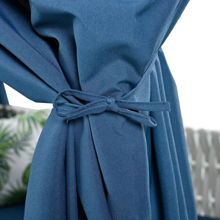 U_Style Outdoor Patio Sunbed with Curtains High Comfort Suitable for Multiple Scenarios