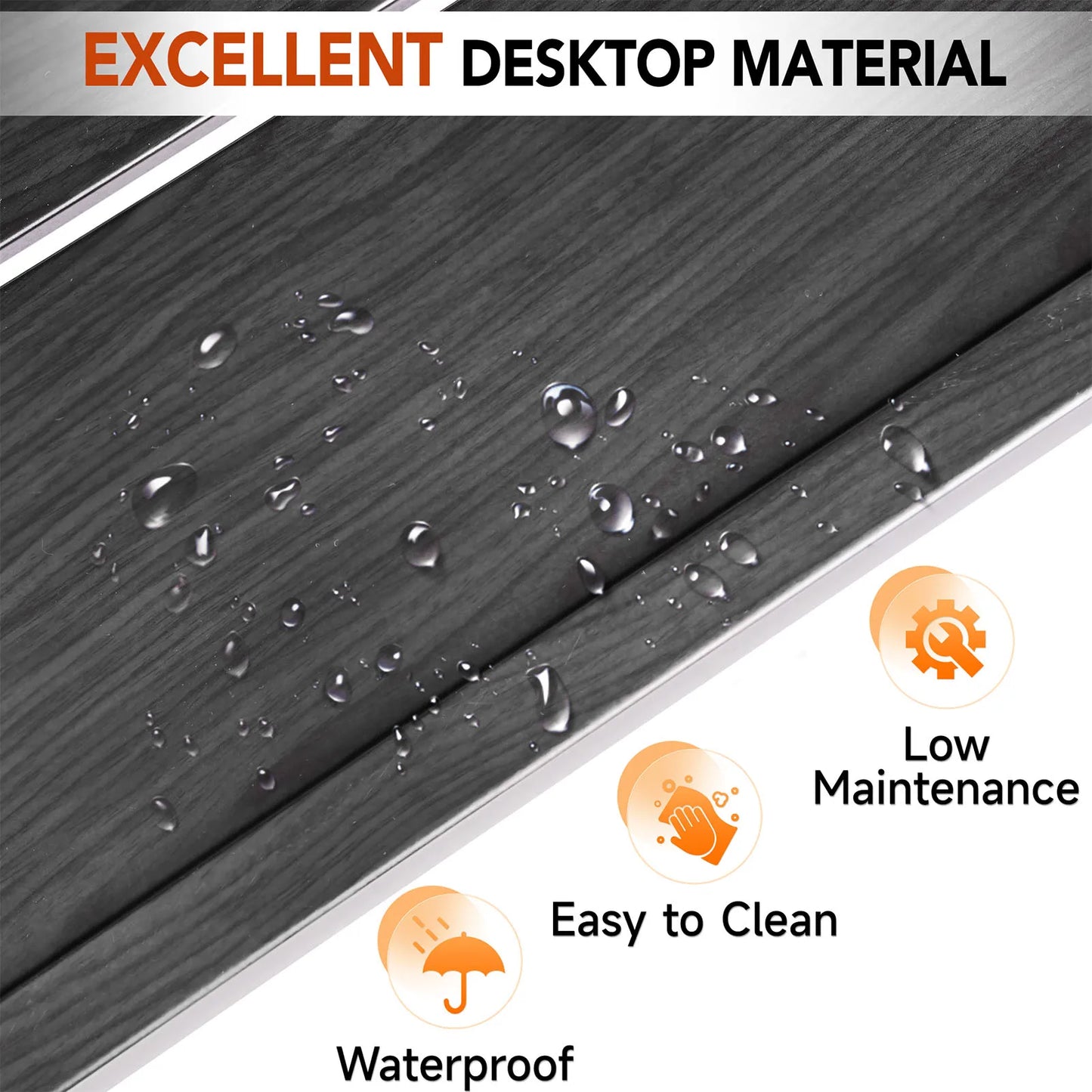 110LBS Outdoor Long Table Black Camping Desk Barbecue Table Picnic