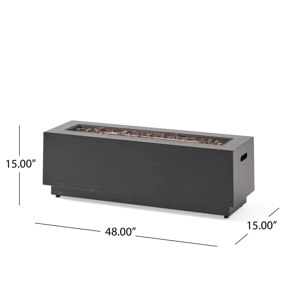 40" Outdoor 50,000 BTU Rectangular Iron Propane Fire Pit
