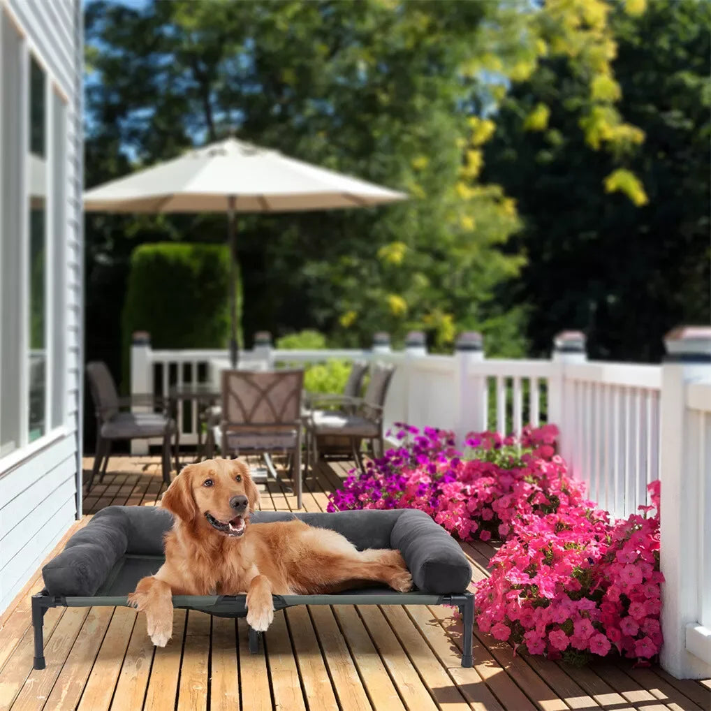 BINGOPAW Outdoor Elevated Dog Bed Cooling Raised Pet Lounger