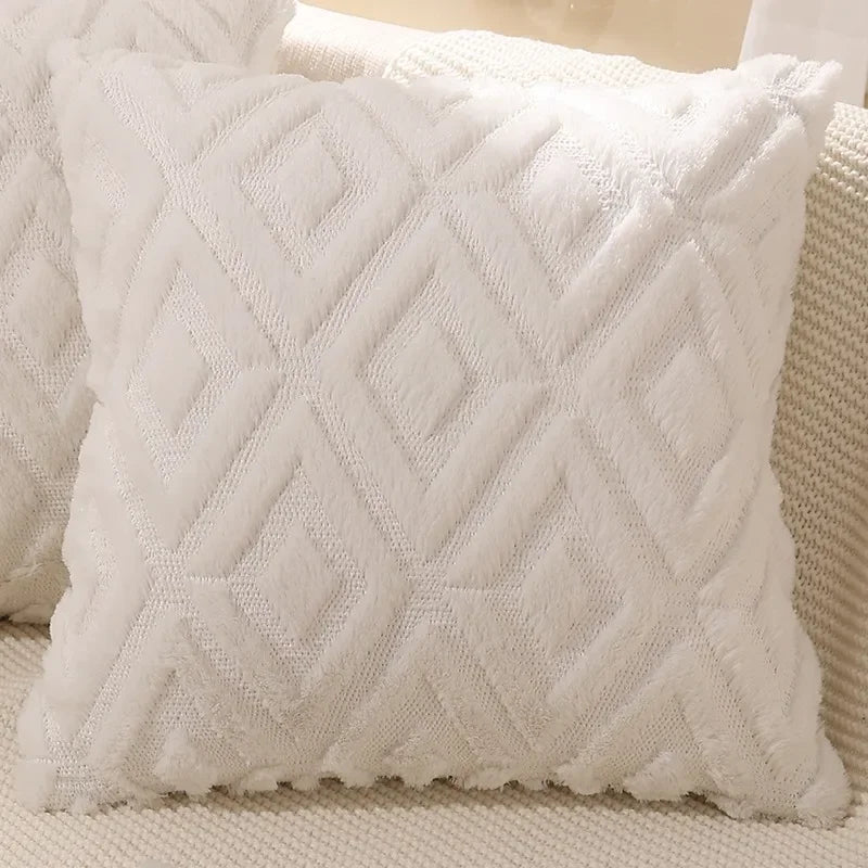 Soft Throw Pillow Covers 18x18 - Plush Wool Decorative Pillow Covers - Couch Sofa Pillow Covers for Living Room - with 3D