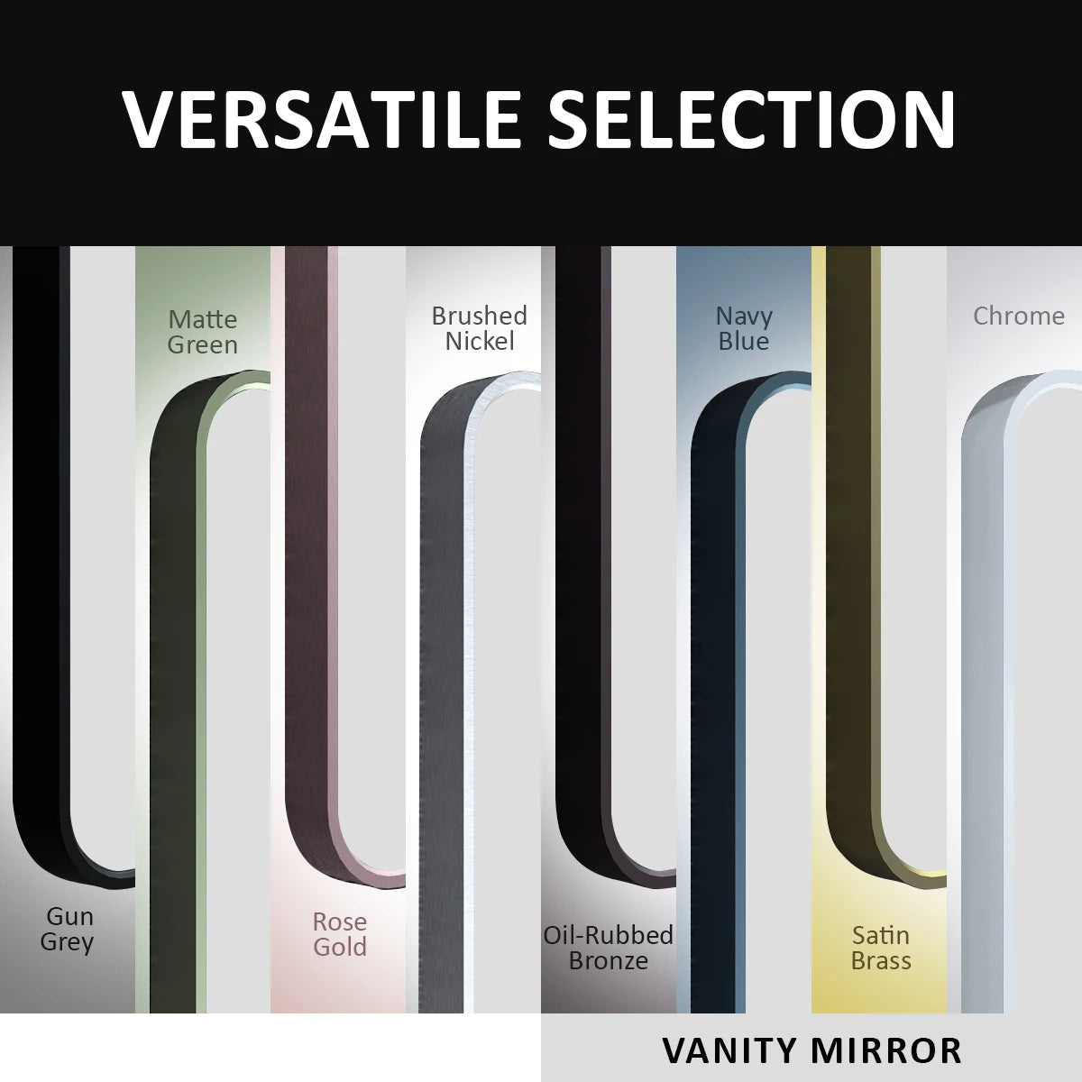 Aluminum Framed Matte Black Rectangle Bathroom Wall Mirror