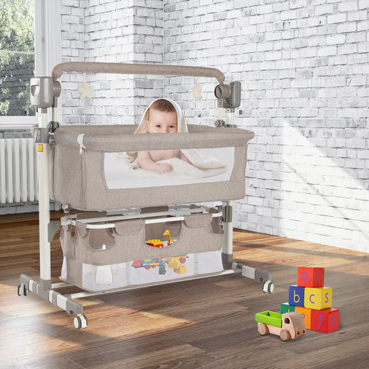 Portable Baby Bed Height Adjustable Bedside Sleeper Music Play