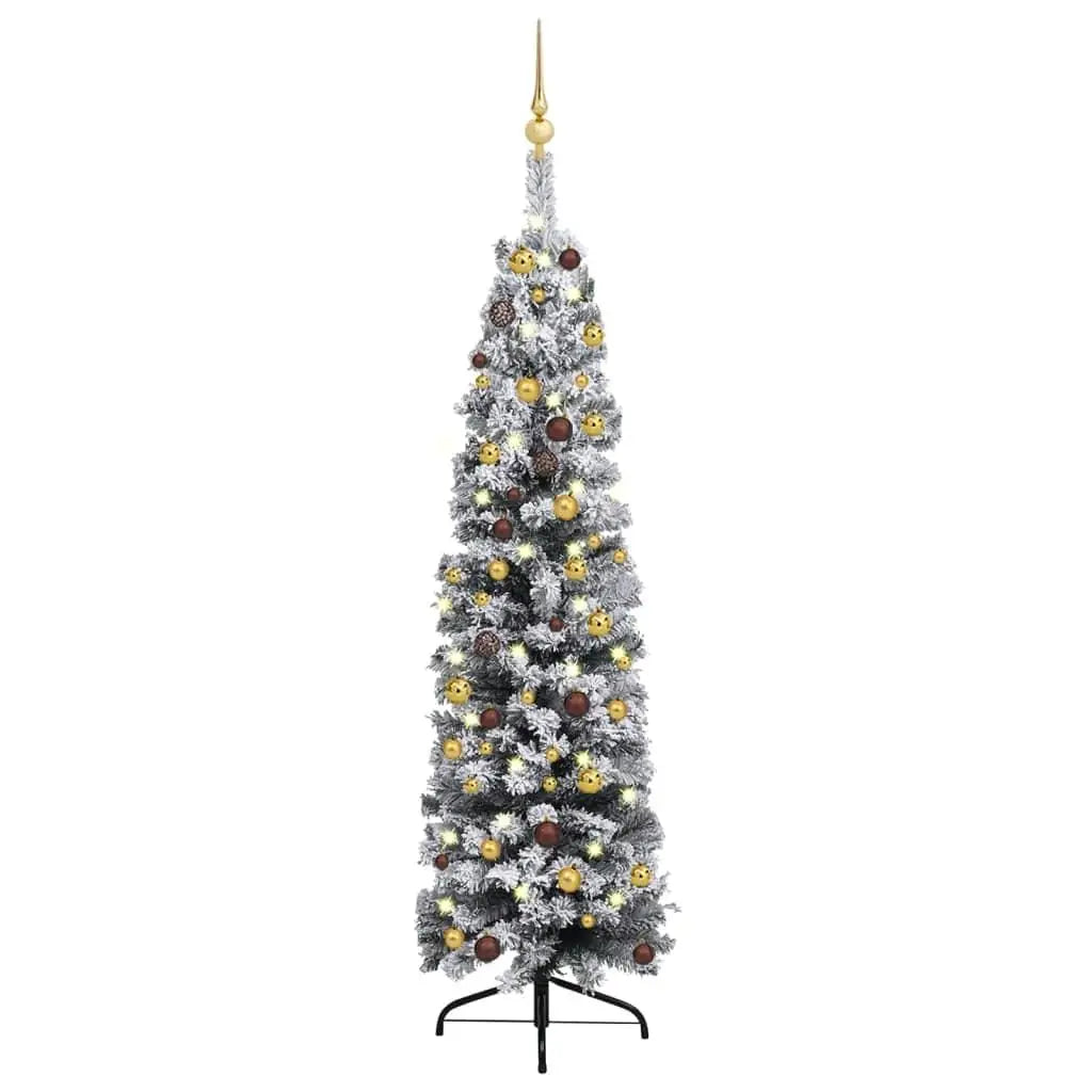 59.1 Slim Pre-lit Green Artificial Christmas Tree