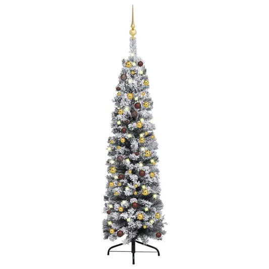 59.1 Slim Pre-lit Green Artificial Christmas Tree