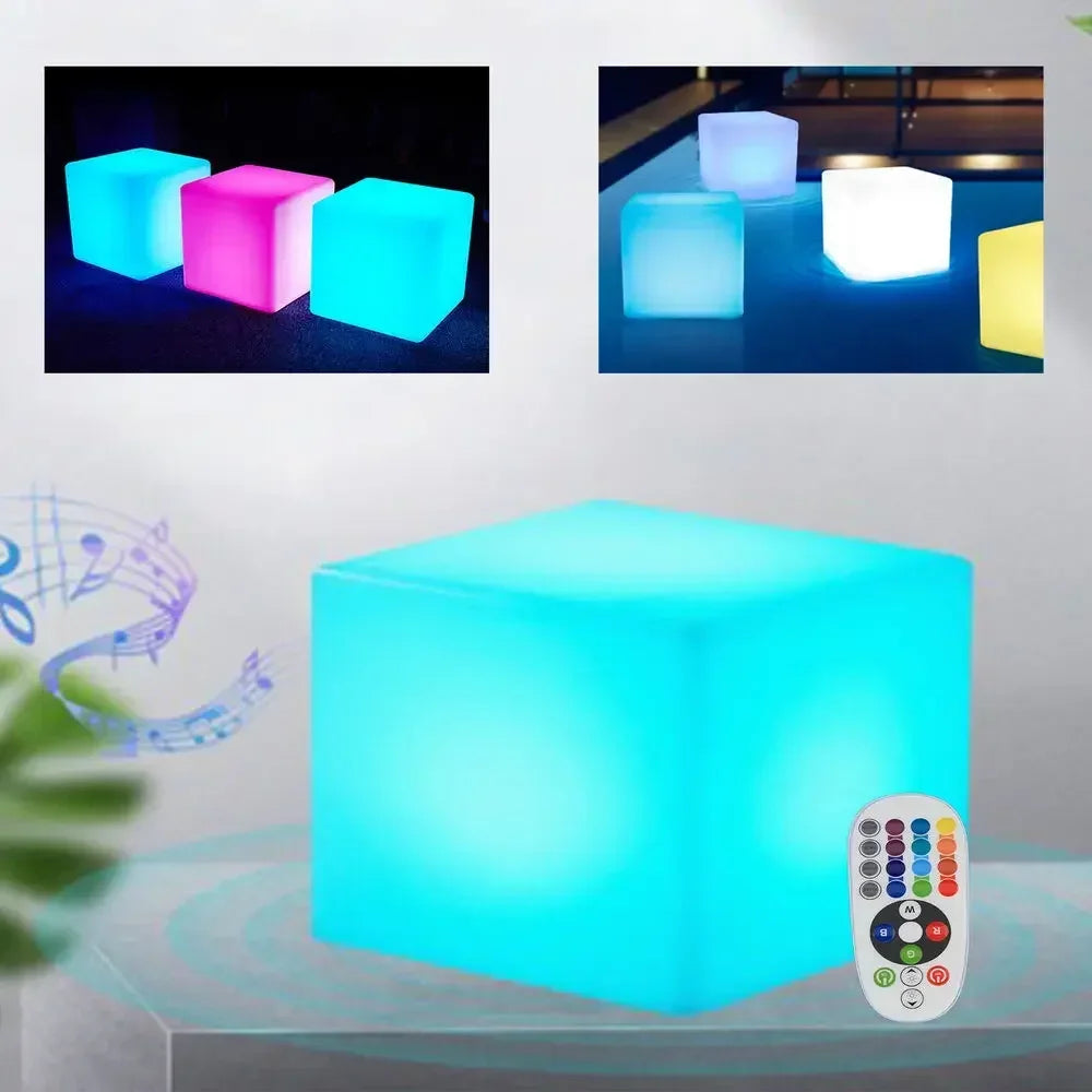 LED RGB Changing Cube Stool, Multi-Color Light Chair Seat for Outdoor, Indoor, and Patio Parties