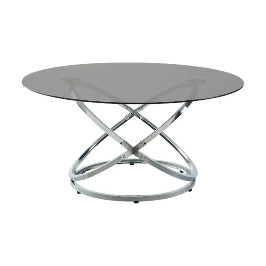 3piece Occasional Table Set Chrome Finish Metal Cocktail Table End Tables Tempered Glass Top
