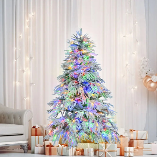 6FT PreLit Spruce Snow Flocked Christmas Tree Artificial