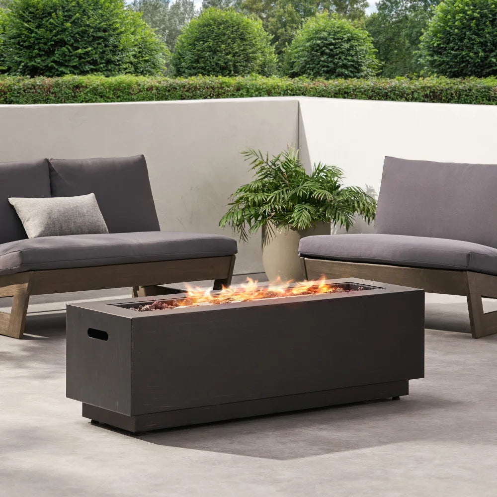 40" Outdoor 50,000 BTU Rectangular Iron Propane Fire Pit