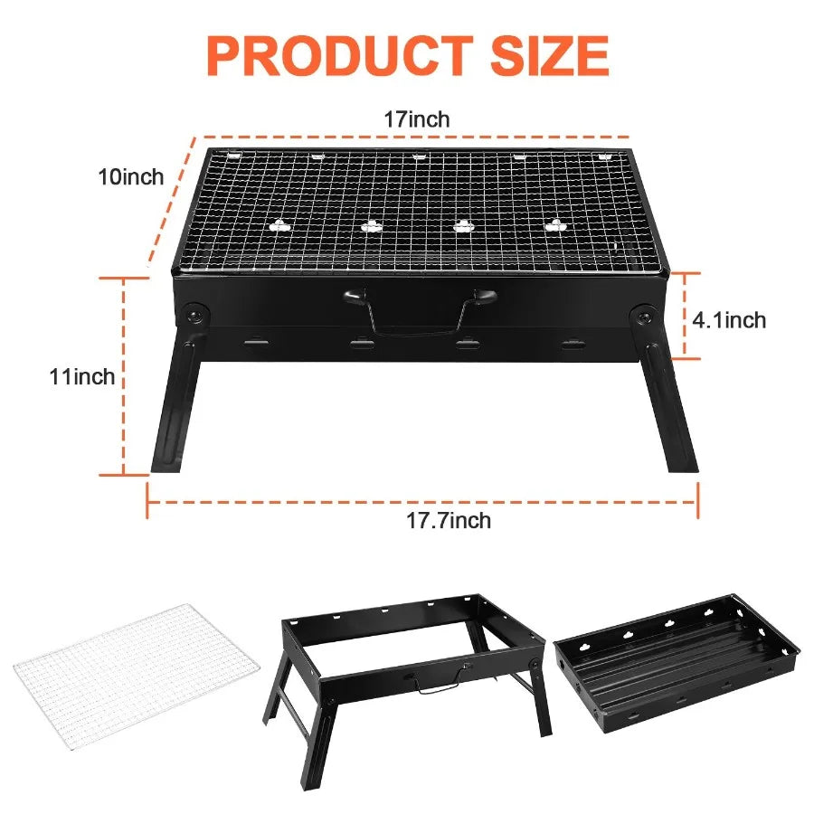 Foldable Portable BBQ Charcoal Smoker Grill for Camping Picnics Garden