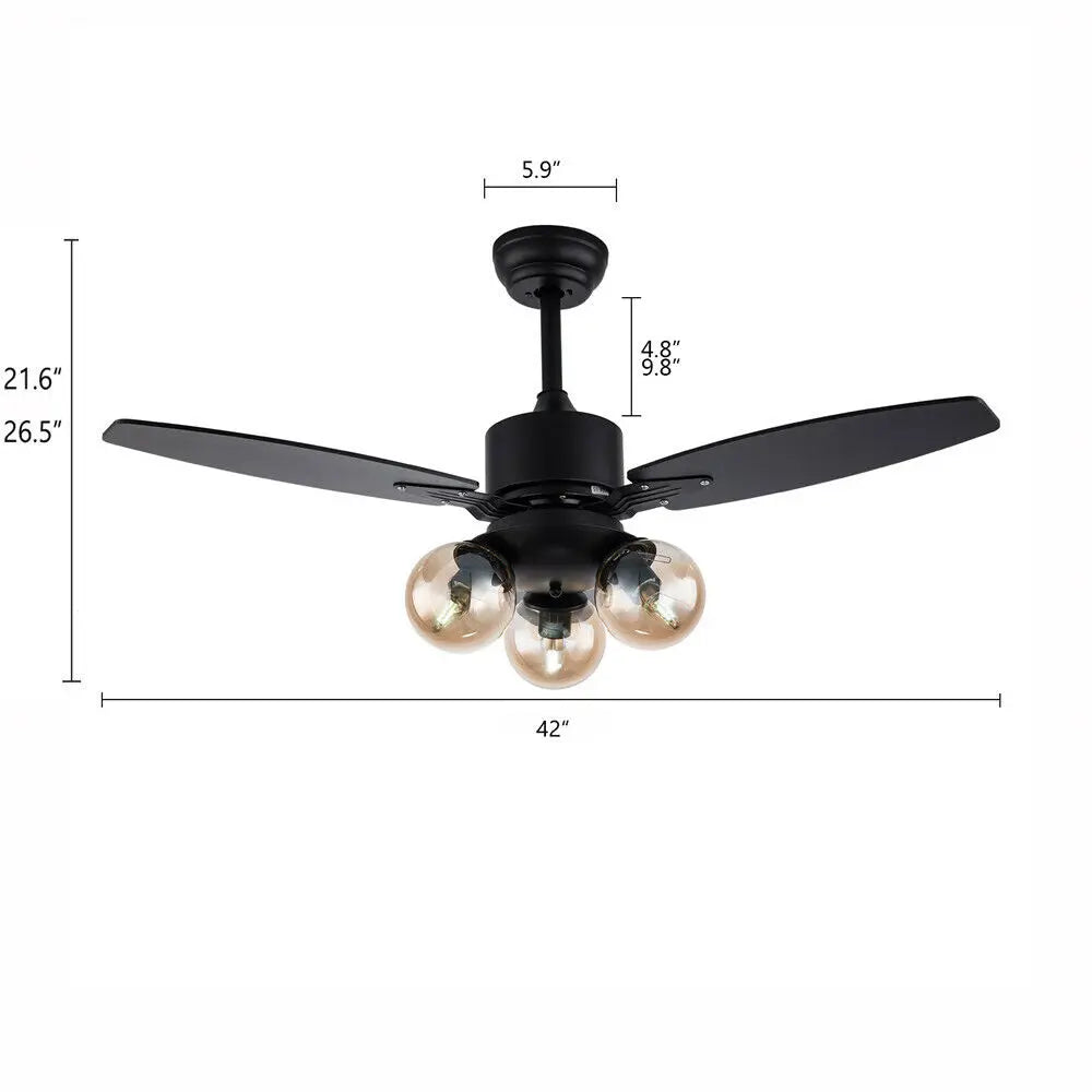 Ceiling Fan Lamp 3 Blades 3 Speed Fan for Bedroom Dining Room Home Office with Remote Control