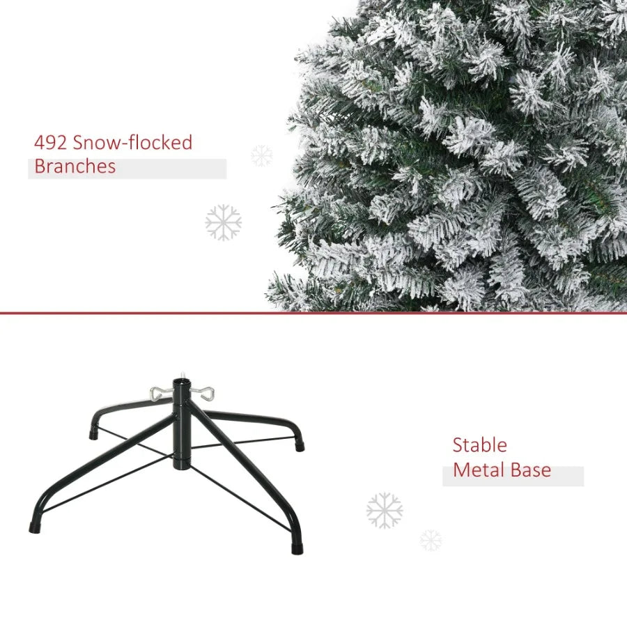 6' Tall Unlit SnowFlocked Slim Artificial Christmas Tree with Realistic Branches