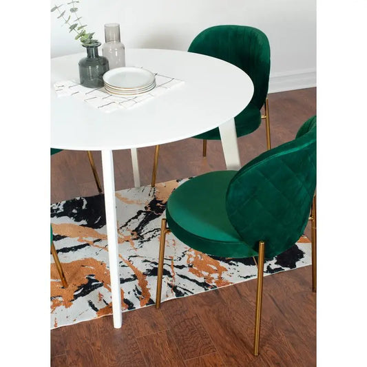 Contemporary 3-Piece Dining Set, Round White Table with 2 Chairs for Modern Kitchen or Dining Room