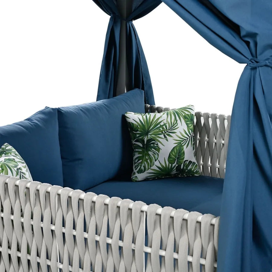 U_Style Outdoor Patio Sunbed with Curtains High Comfort Suitable for Multiple Scenarios