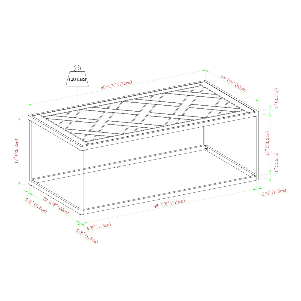 Contemporary Decorative Parquet-Top Rectangle Coffee Table Parquet Veneer