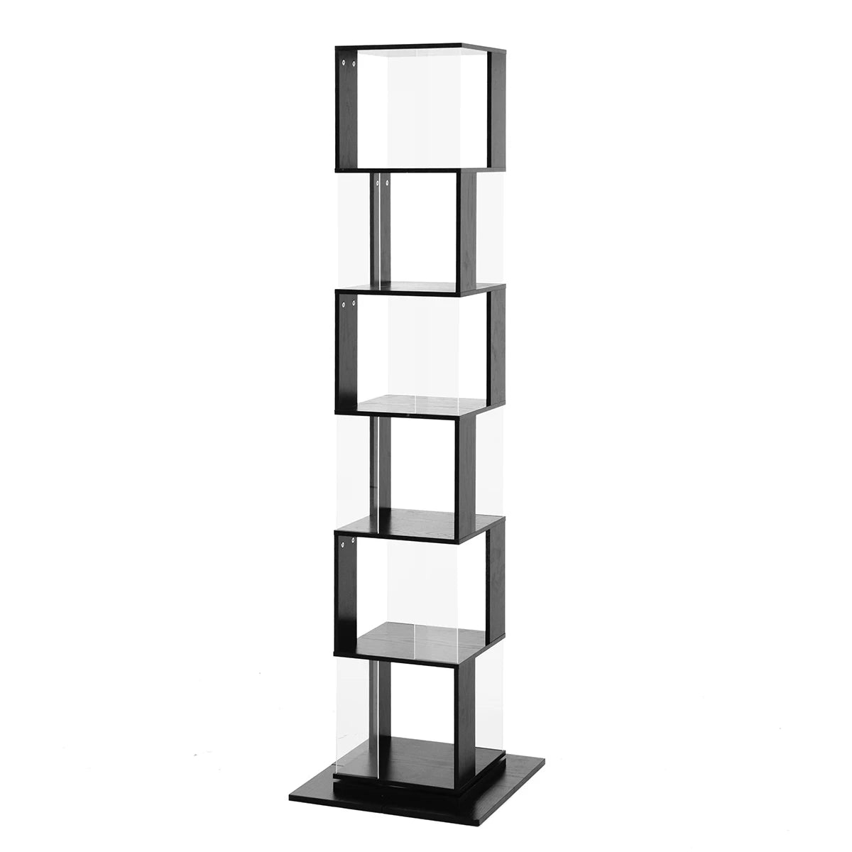 Bookshelf Tower, Floor Standing Wood Narrow Organizer