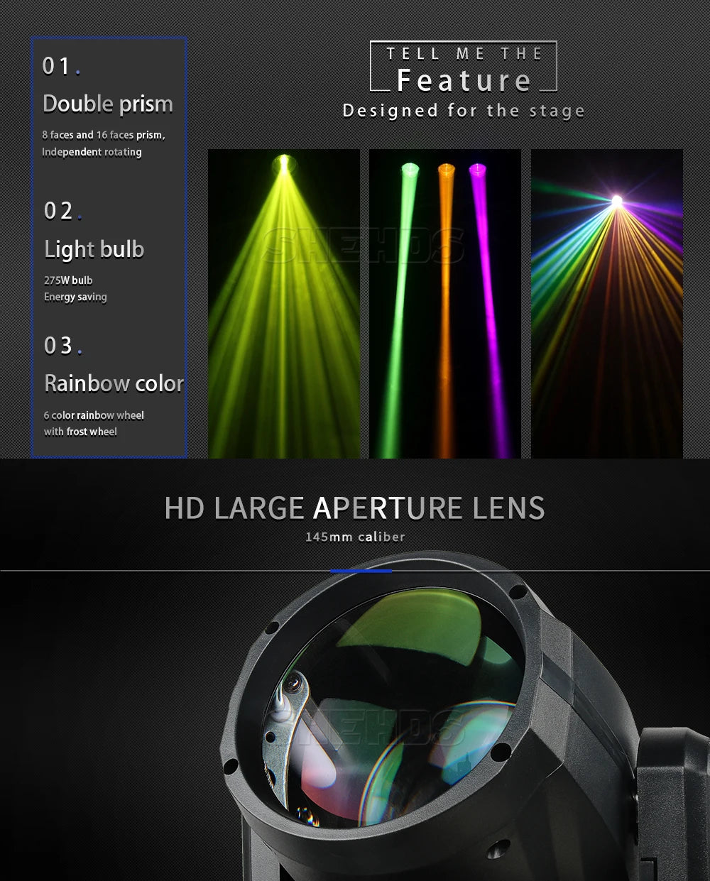 2/4pcs 275W Moving Head Light Rainbow Frost Effect DJ Disco