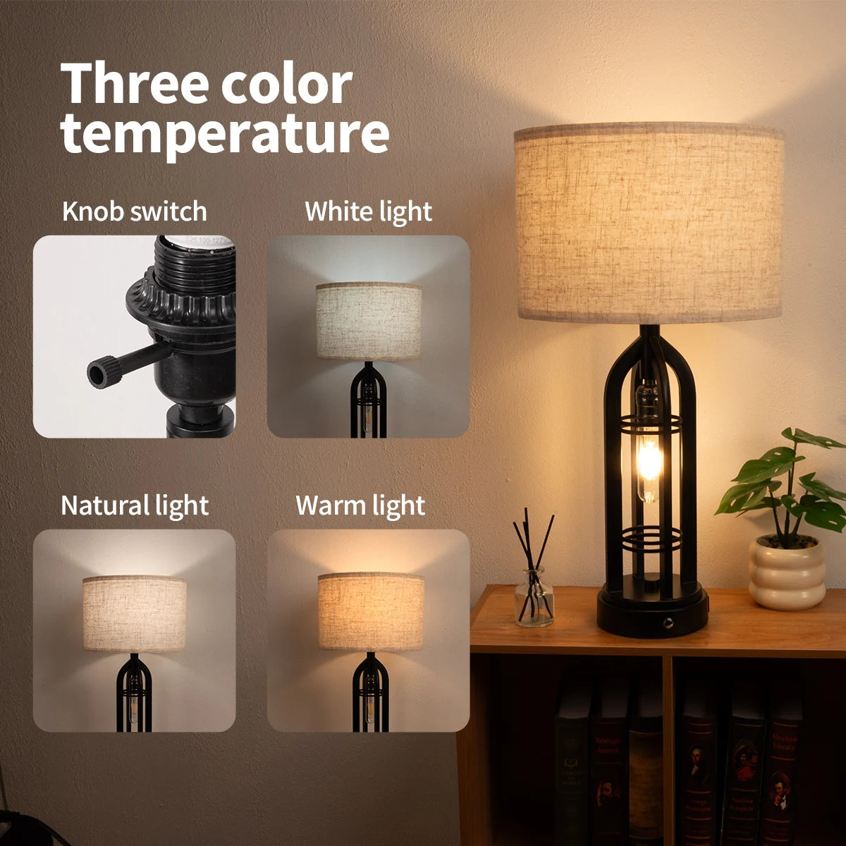 Industrial Retro Desk Lamp Night Light,3 Colors, Adjustable,