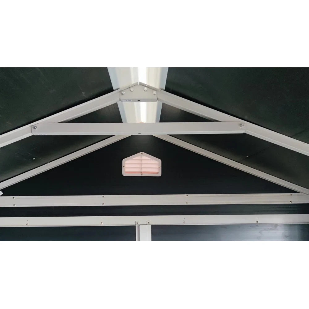 8x6ft Outdoor Resin Garden Shed with Floor and 2 Windows, Plastic Patio Outdoor Storage Shed with Lockable Door for Garden Tools