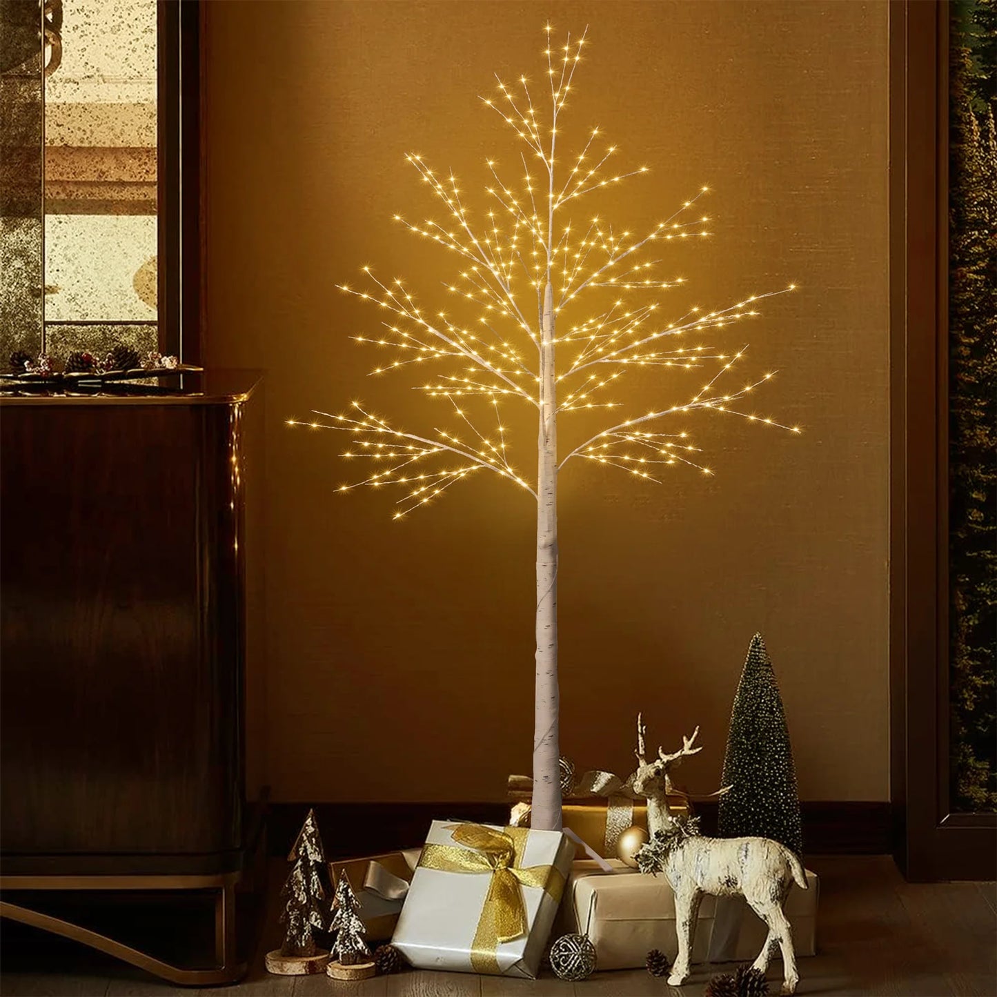 Lighted Birch Tree, Lighted Christmas Tree,