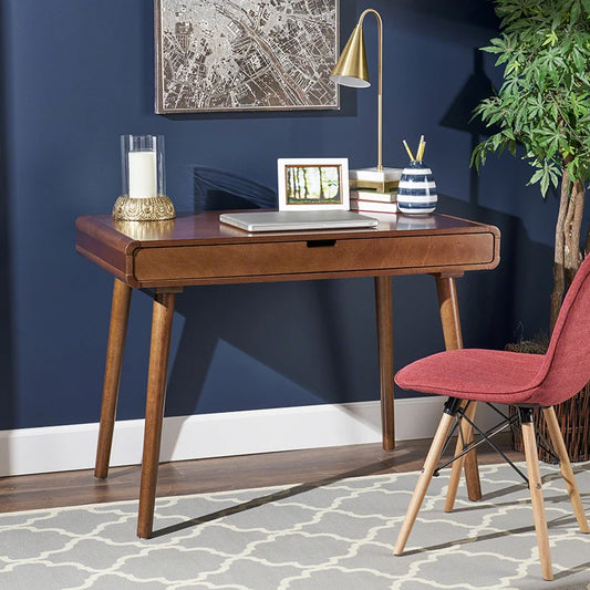 Home Office Vintage Desk, Solid Wood Writing Desk with Large Drawer,
