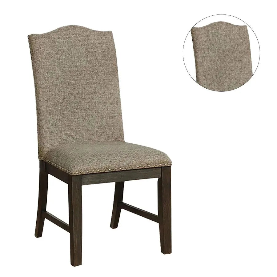 Transitional Set of 2 Side Chairs Espresso Warm Gray Nail s Solid wood Chair Fabric Upholstered Padded Seat Kitchen Rustic Dini