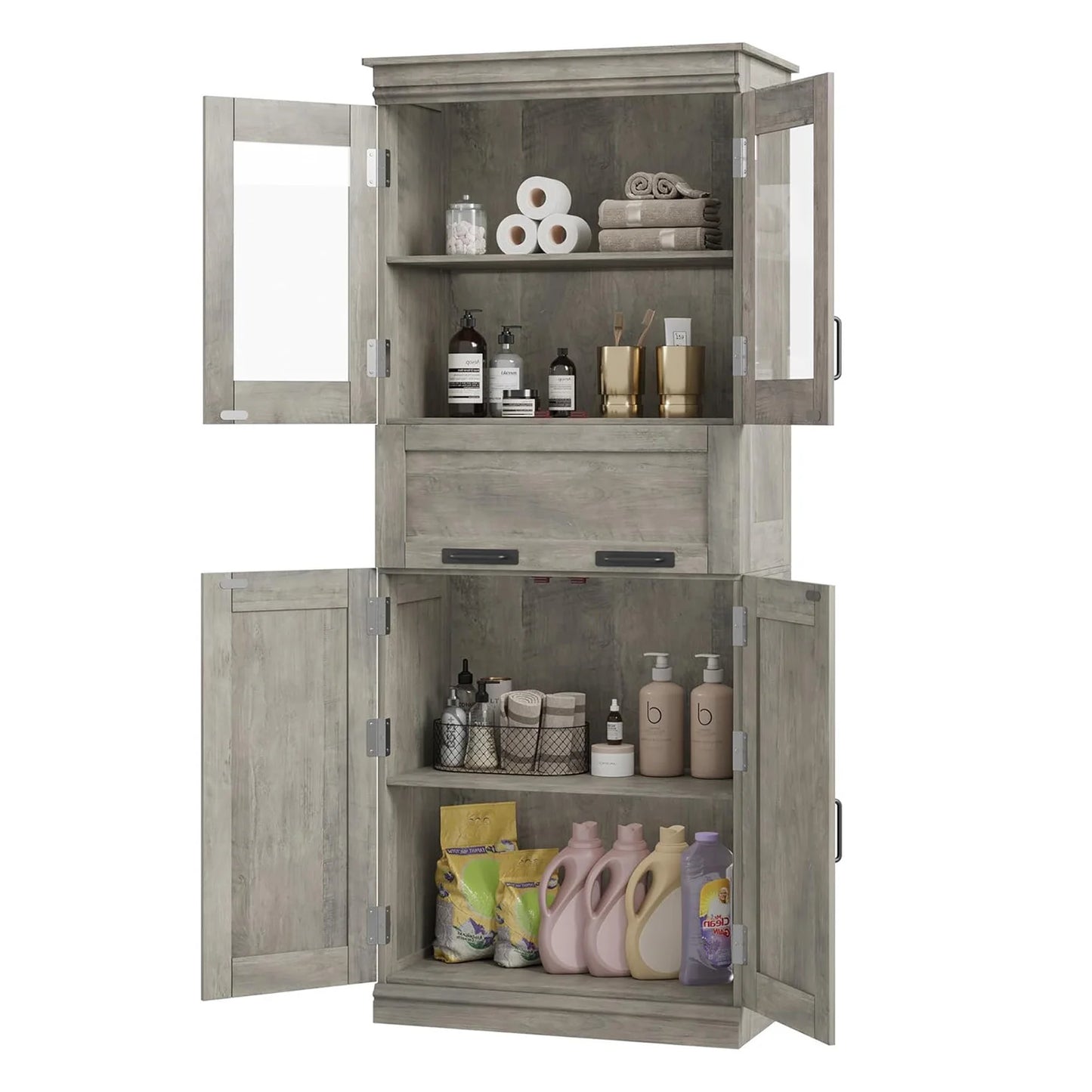 67" Tall Bathroom Storage Cabinet and Tall Cabinet for Living Room