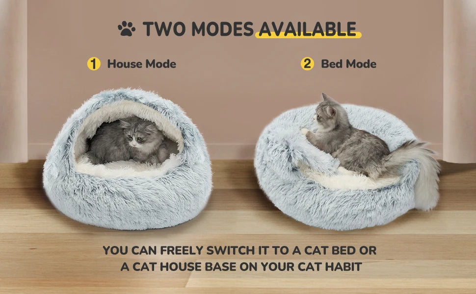 25'' Pet Cat Dog Lovely Cat Beds Nest Soft Comfortable Semi-enclosed Cat Nest Kennel indoor Pet house Supplies for Pet to Rest
