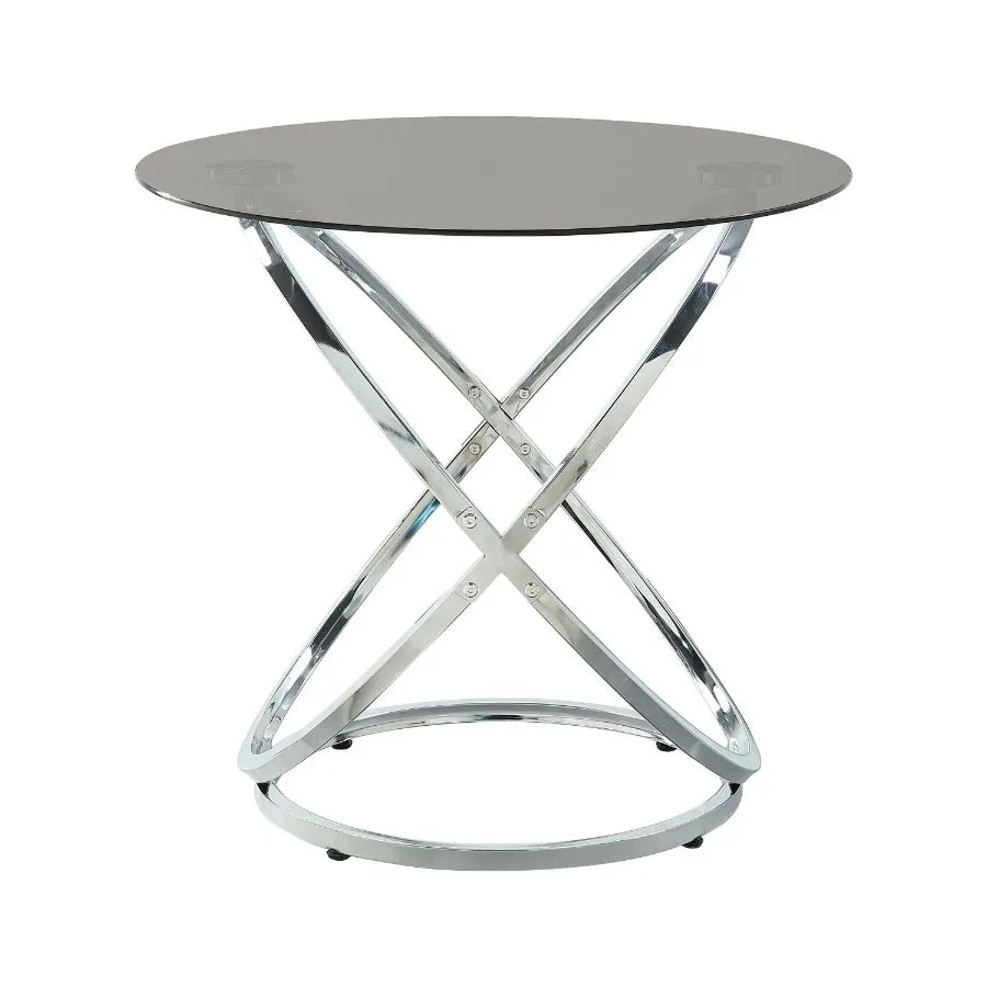 3piece Occasional Table Set Chrome Finish Metal Cocktail Table End Tables Tempered Glass Top