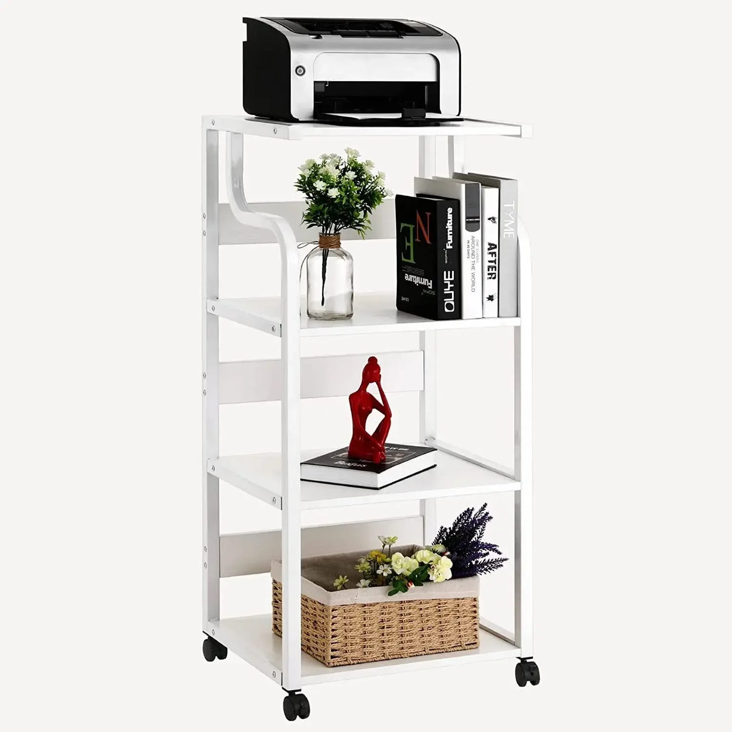 Homfa Mobile Printer Stand Scaner Rolling Cart Home Office Storage Organizer Rack Desk Organizers