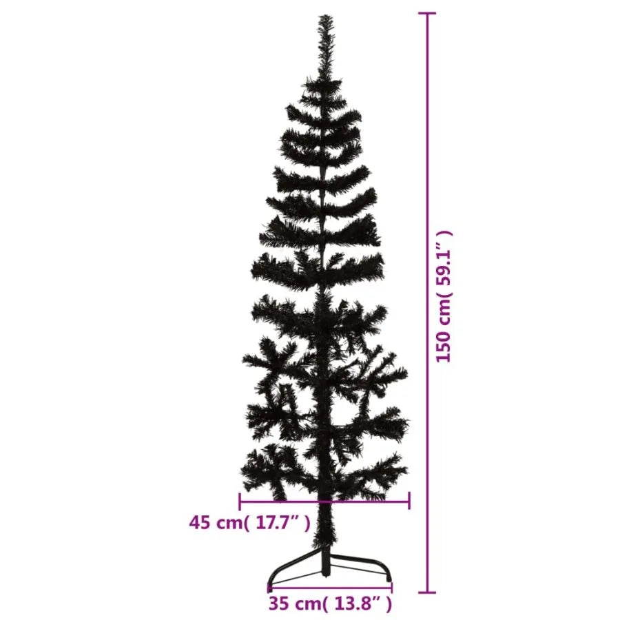 Slim Artificial Half Christmas Tree with Stand Black 5 ft
