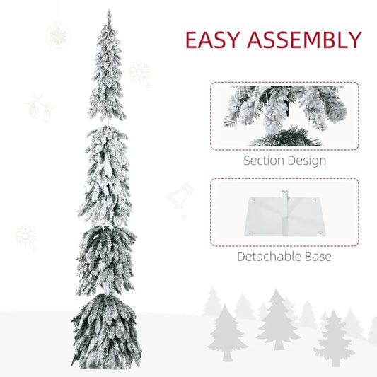 7ft Tall Prelit Pencil Artificial Christmas Tree