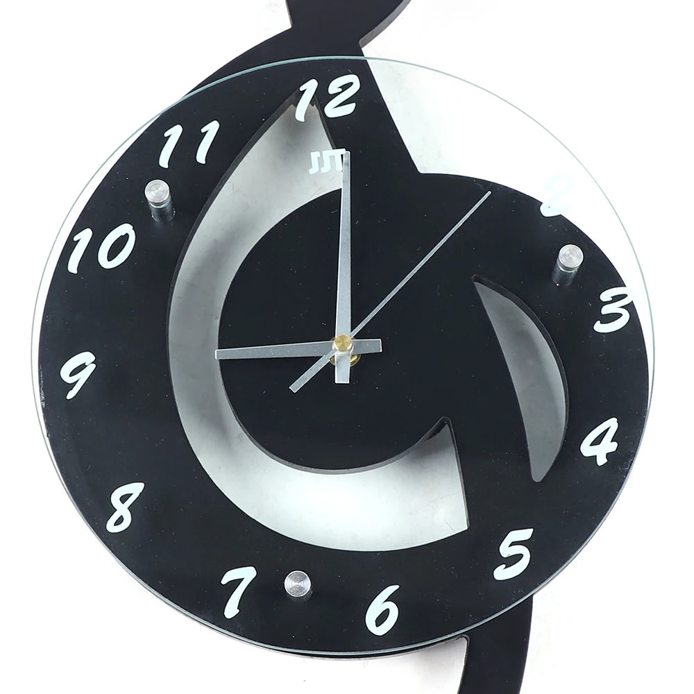 Durable Stylish Musical Note Wall Clock, Silent Non-Ticking, Battery Operated,