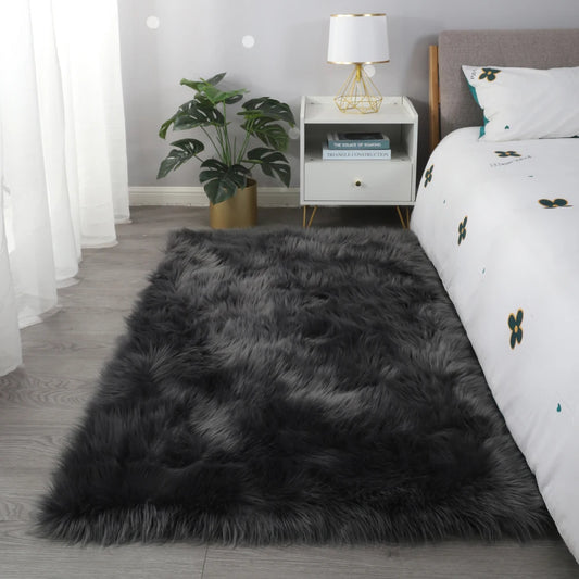 Faux Fur Sheepskin Area Rug Bedroom Blanket Living Room