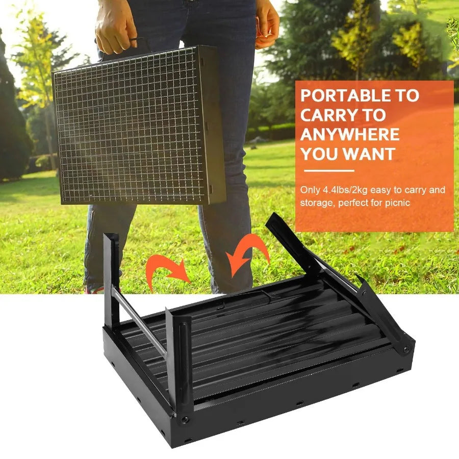 Foldable Portable BBQ Charcoal Smoker Grill for Camping Picnics Garden
