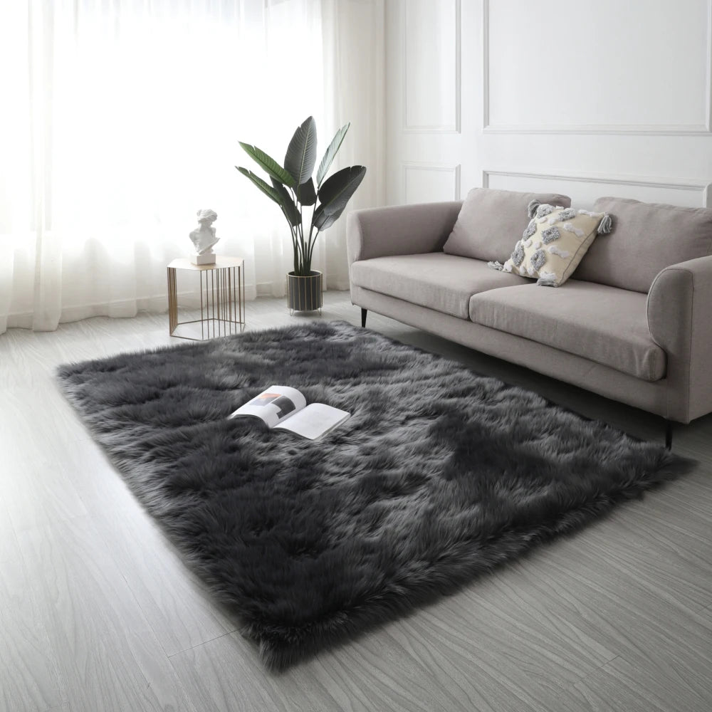 Faux Fur Sheepskin Area Rug Bedroom Blanket Living Room