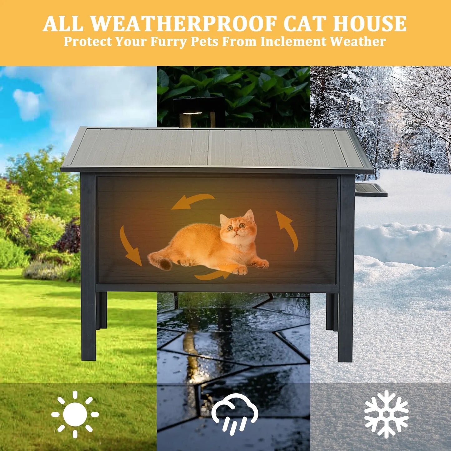 Indoor Outdoor Cat House, Weatherproof,